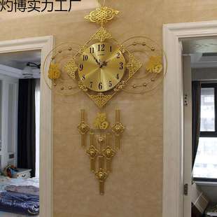 中国结新中式 家用时钟大气石英钟表现代简约 创意挂钟客厅个性 时尚