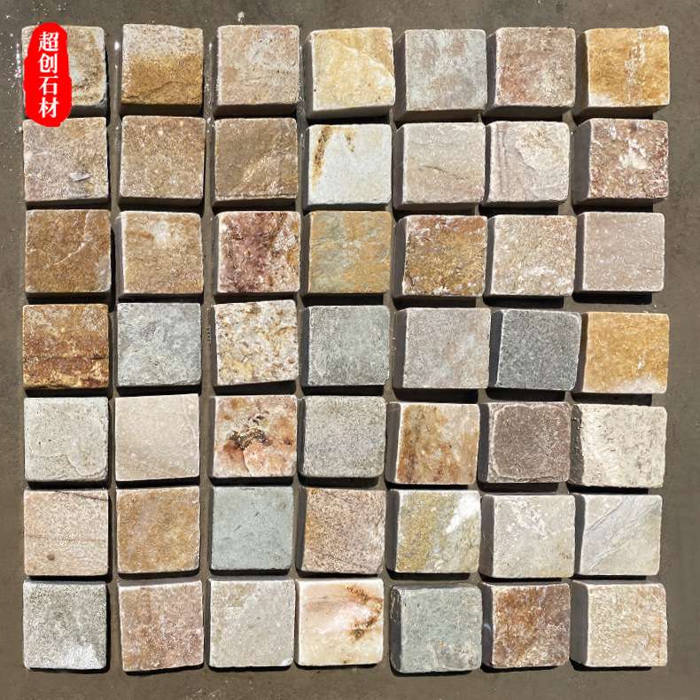 仿古砖复古文化石别墅外墙瓷砖室外美式地铺砖马蹄石 景区汀步石