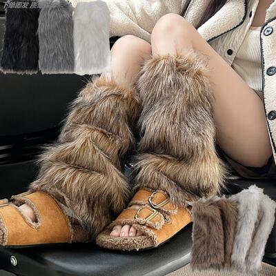 冬季堆堆袜外穿保暖袜套毛绒女士