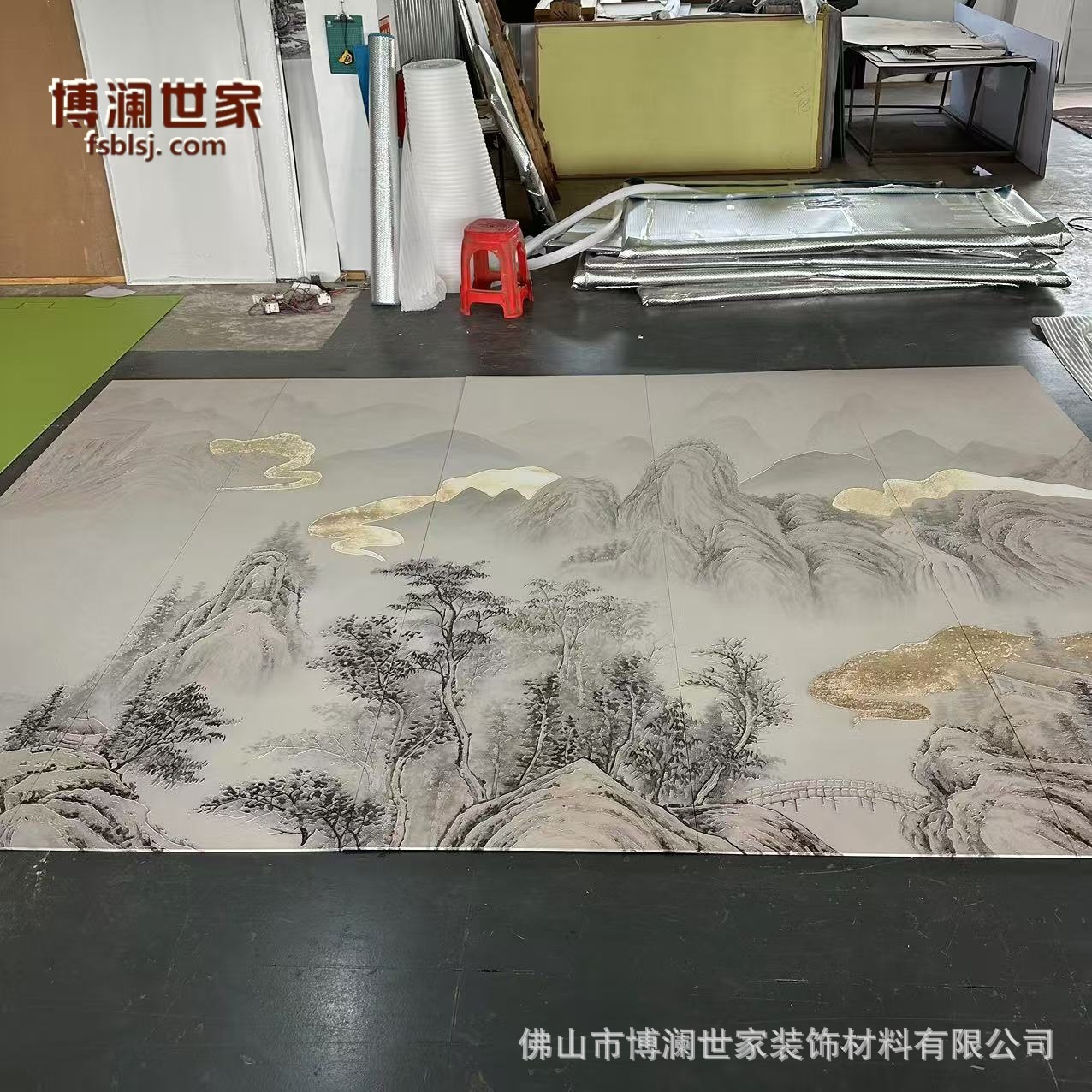 3D立体新中式茶室装修壁画客厅电视背景墙纸酒店大气浮雕山水壁布