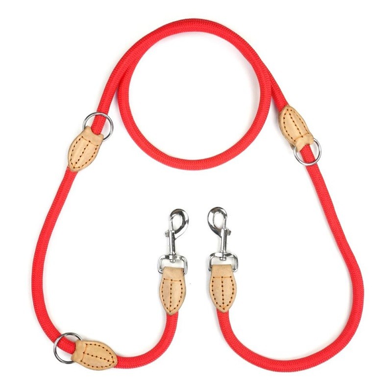 一牵二尼龙狗绳 双o头一拖二狗狗牵引绳双挂钩狗绳泰迪两头牵狗链