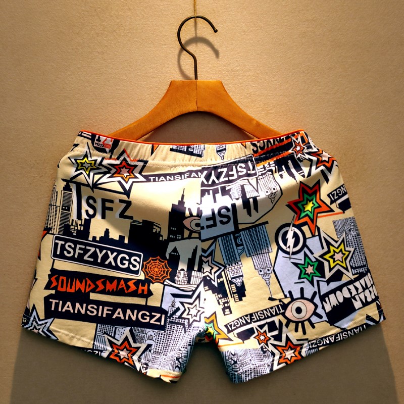 男士短裤纯棉宽松内裤个性家居阿罗裤三分裤睡裤潮V男生四角大裤