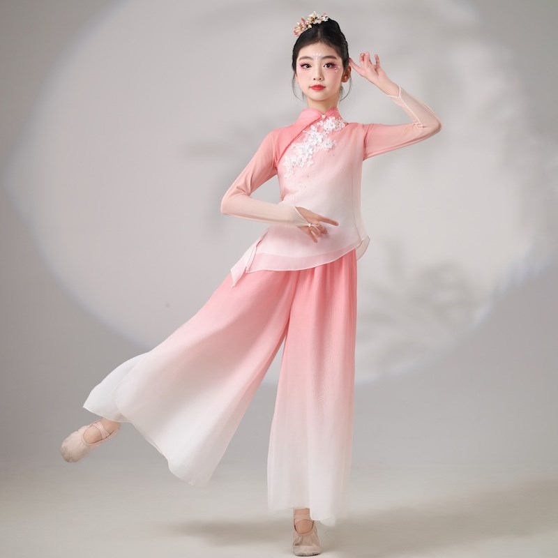 儿童古典舞服女练功服身韵纱衣扇子D舞伞舞胶州秧歌中国风演出服