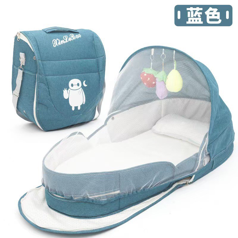 多功能妈咪包便携式婴儿折叠床包B大容量可伸展床时尚母婴包背包
