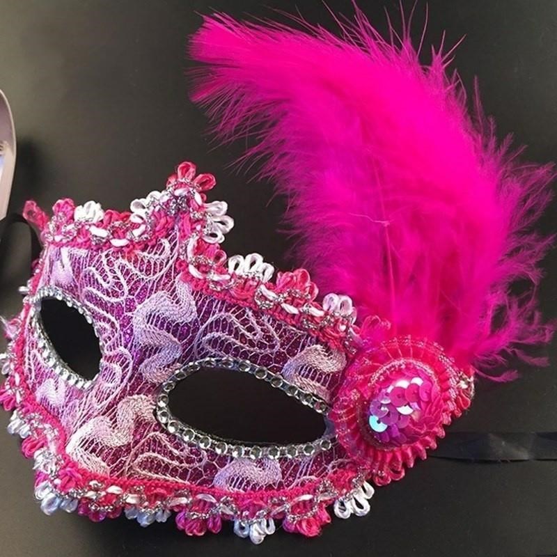 万圣节眼罩面具羽毛半脸小孩女童假面女孩 万圣节装饰.女儿童舞会