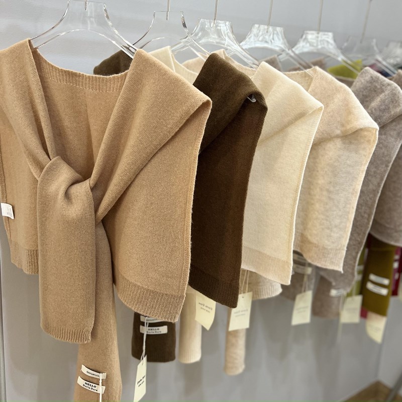 美作围巾秋冬针织披肩小搭肩春秋外搭空L调房坎肩护颈椎小围脖韩