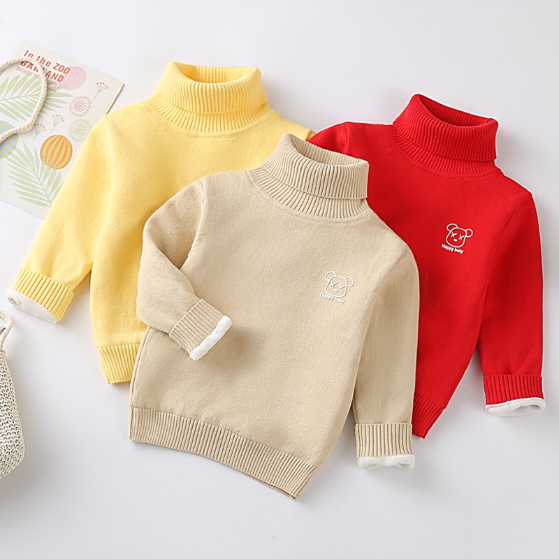 儿童毛衣秋冬婴幼儿女宝宝针织衫男童中小童P圆领加绒加厚打底衫