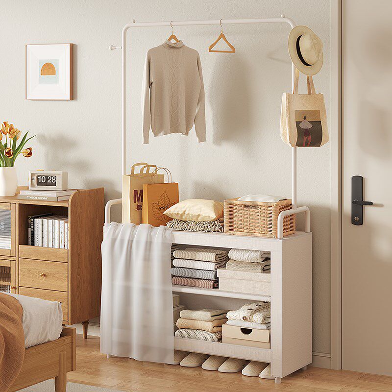挂衣架落地卧室内l防尘衣帽架带收纳柜宿舍简易家用隔夜衣服置物
