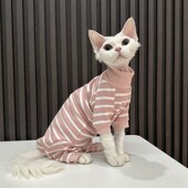 任发财韩版 纯棉透 条纹四脚衣无毛猫衣服德文衣J服斯芬克斯猫夏季