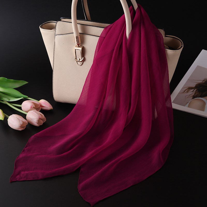 柔软透气浅紫色女桑蚕丝小丝巾春夏秋冬季L防晒小方巾护脖子遮颈