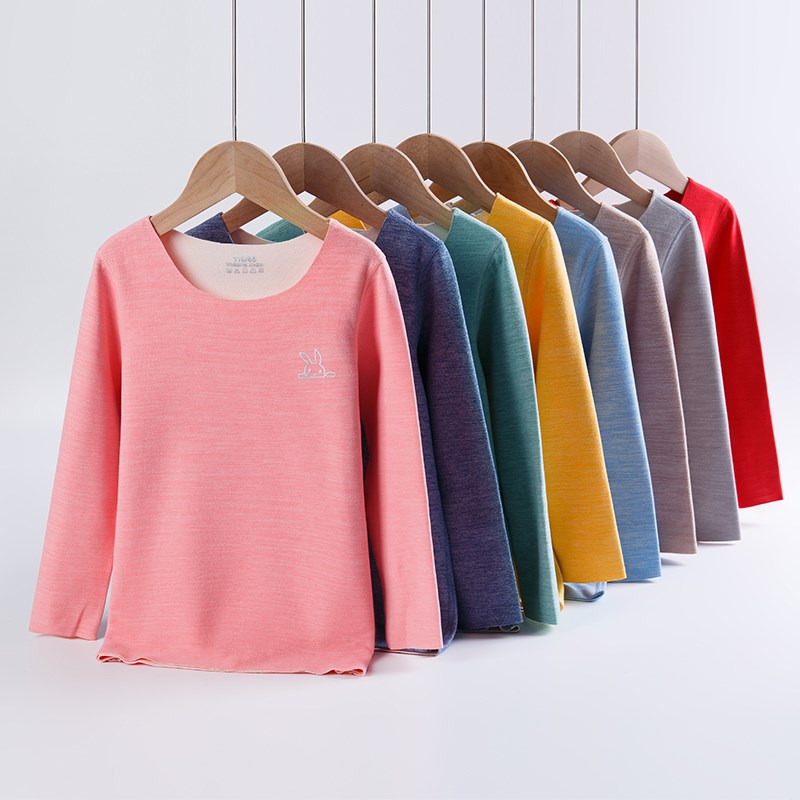 儿童秋衣单d件上衣德荣男童线衣女童德绒保暖内衣宝宝大童男孩德