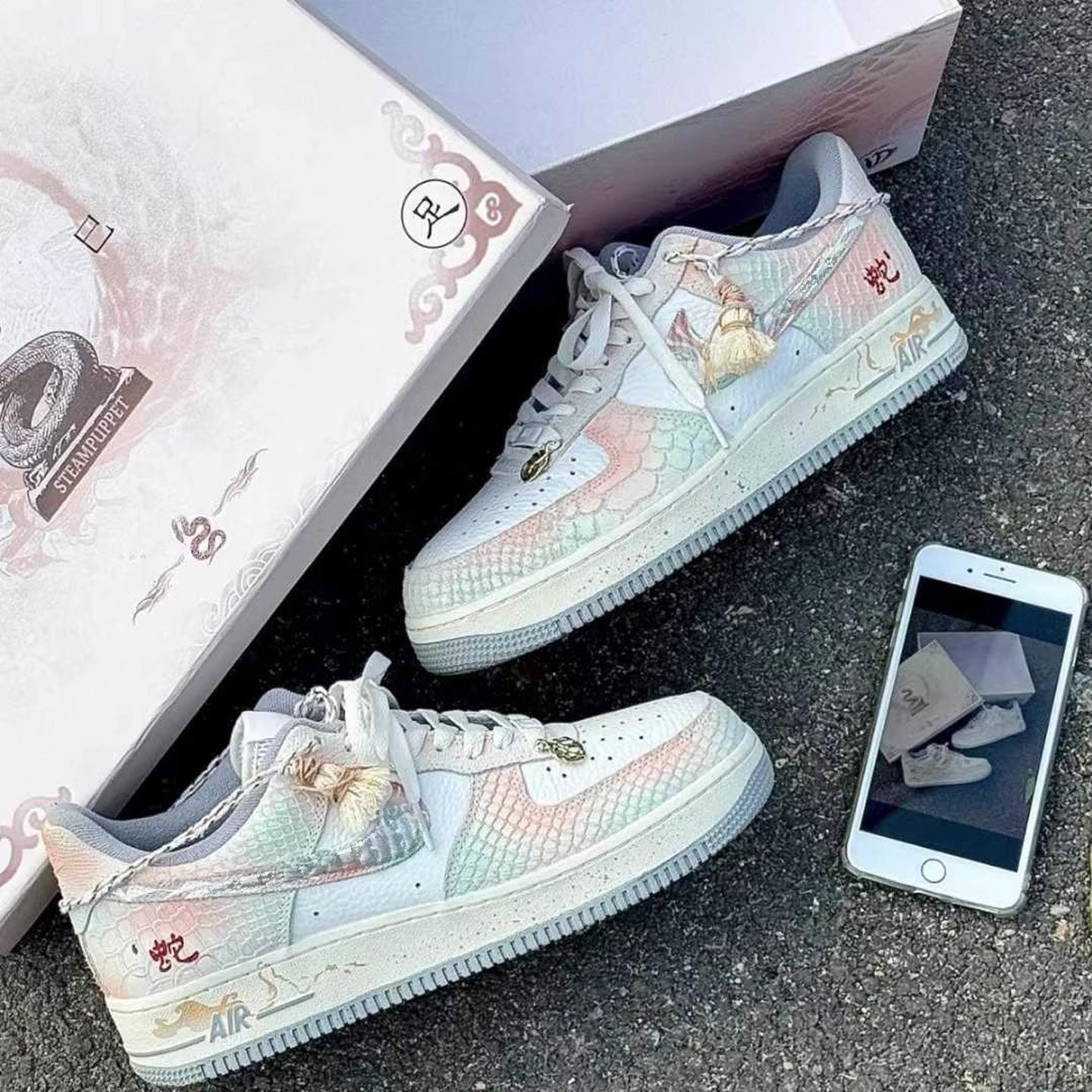 蛇年限定云屿间黑灰绸缎暴力美学案发现场紫白鸳鸯魔神海盐蓝板鞋