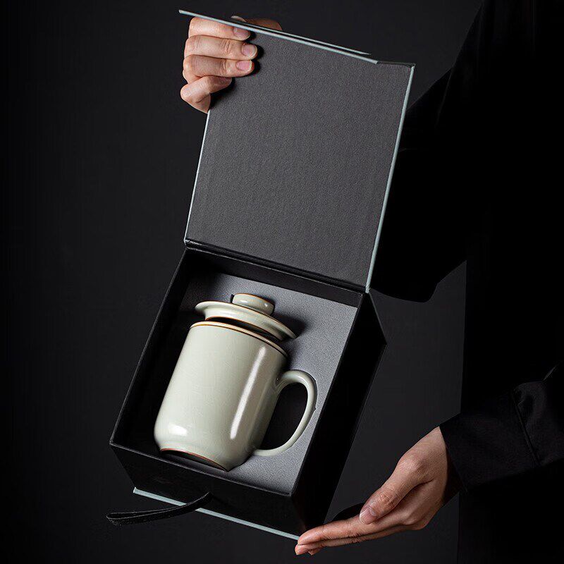 金镶玉汝窑泡茶水杯茶杯大号大容量冬天茶杯男款陶瓷2023新款高档