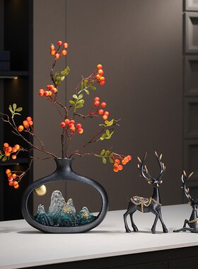 新中式迎客松摆件玄关博古架电视柜酒柜茶室书柜装饰品乔迁礼物