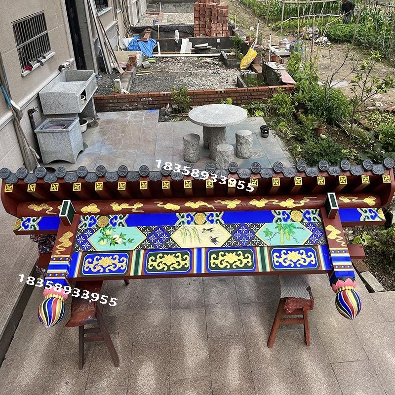 东阳木雕中式仿古实木屋檐古建门头招牌斗拱飞檐翘角装饰门楼定制
