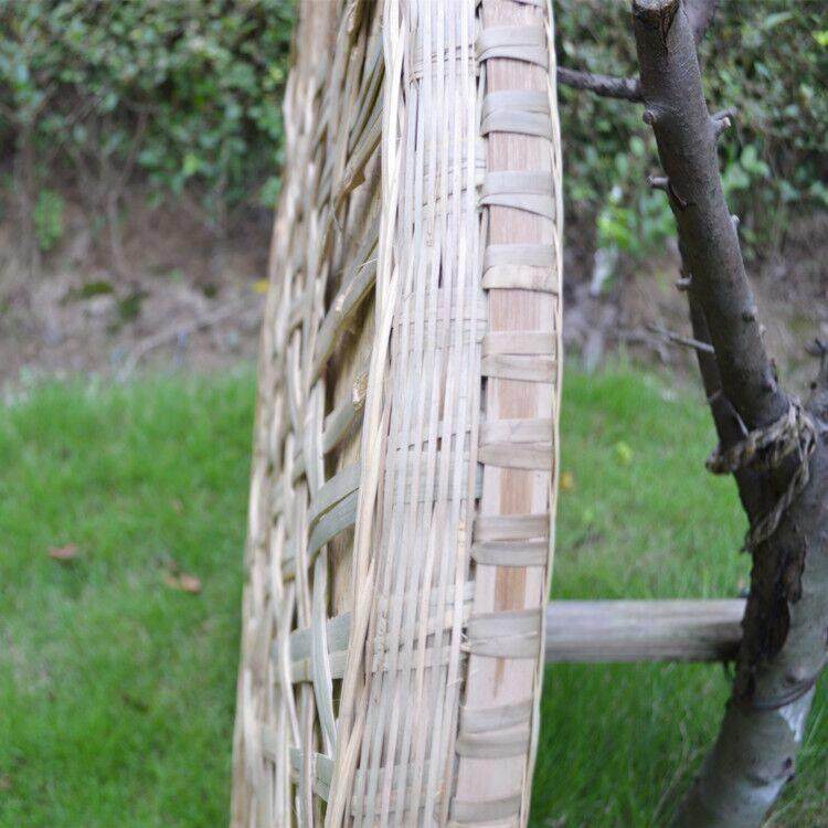 竹编簸箕圆形全竹条竹扁底部加固簸箕家用竹制品纯手工晾晒装饰