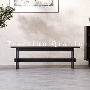 中古风实木长条凳家用入户门口换鞋凳子餐桌餐椅床尾凳现代长板凳