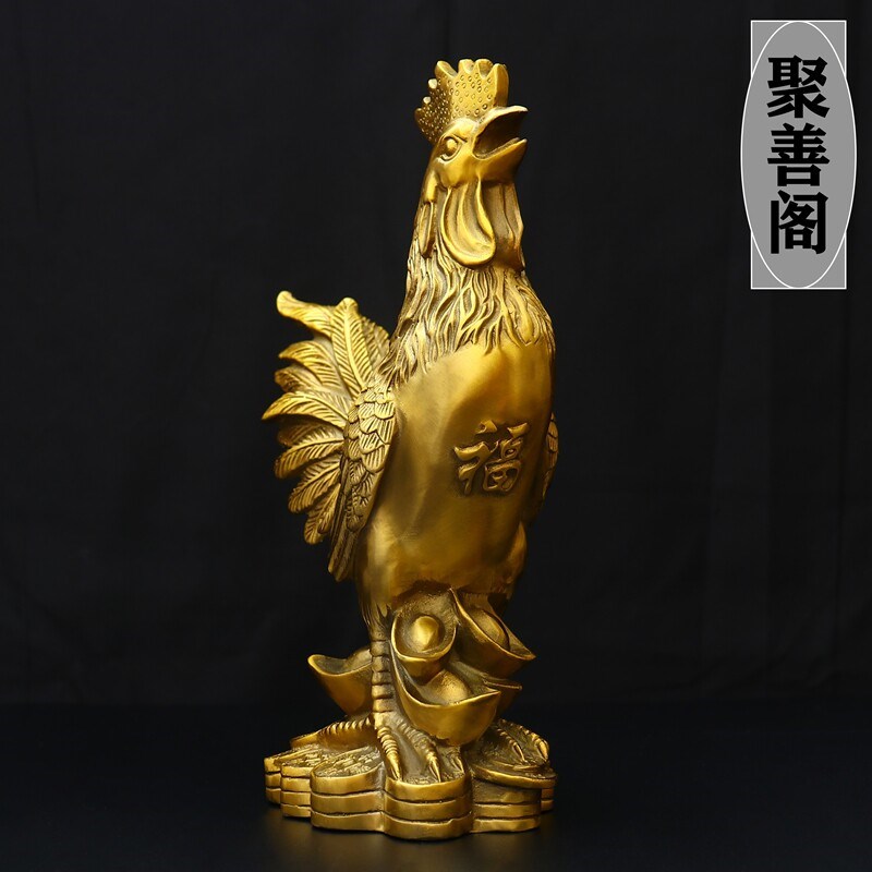 纯铜鸡摆件铜公鸡金鸡大公鸡招财生肖鸡元宝鸡家居客厅风水工艺品