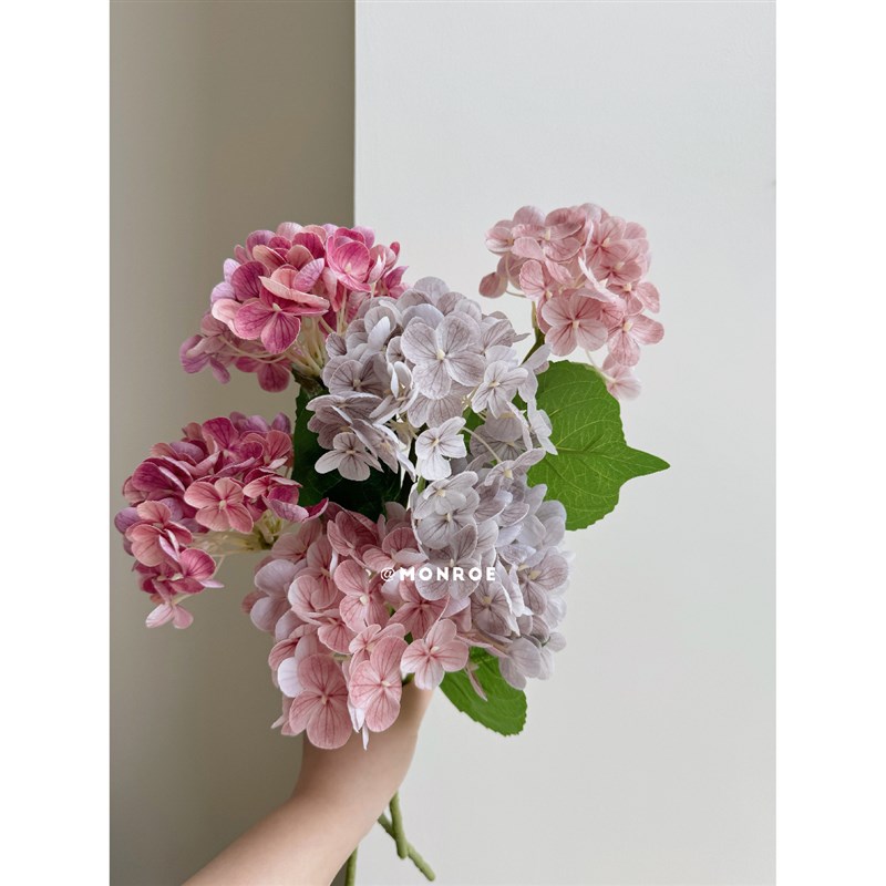 小绣球梦鹿仿真花 玫红紫色粉色手感保湿桌面花瓶插花客厅餐厅