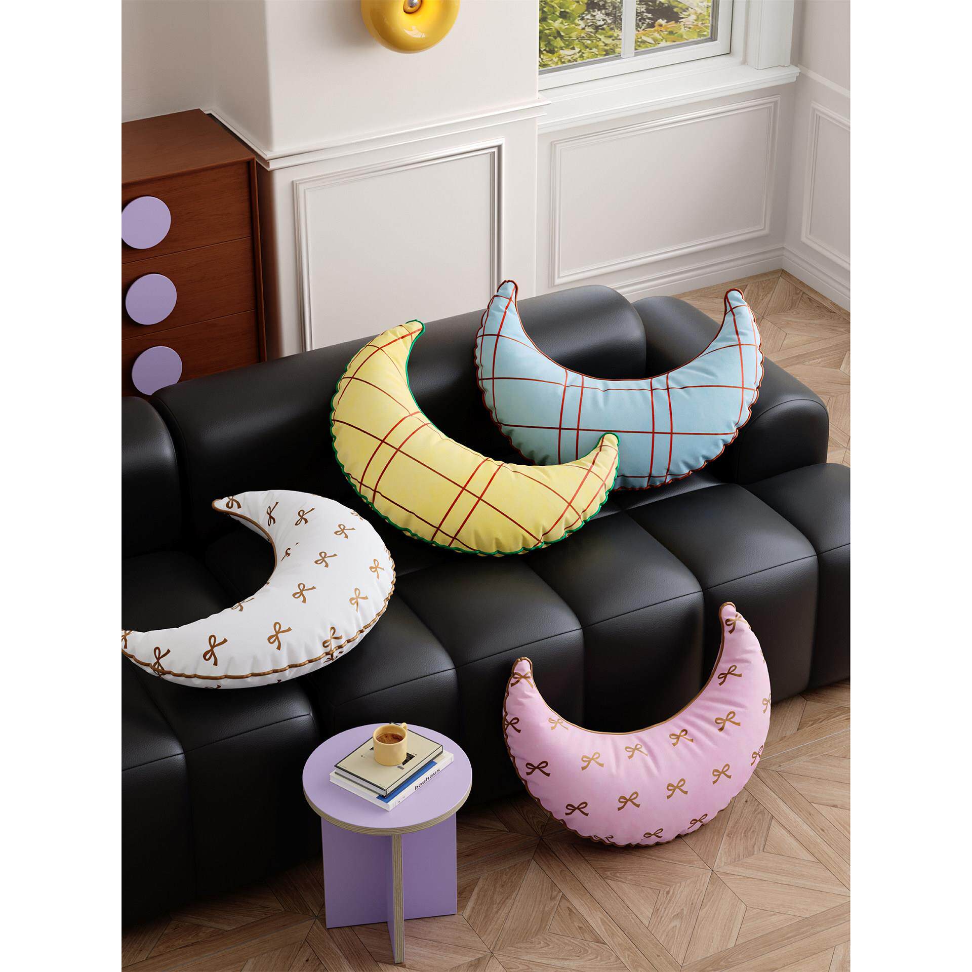 韩系多巴胺月亮抱枕客厅沙发异形玩偶靠枕床头飘窗车用腰靠垫含芯