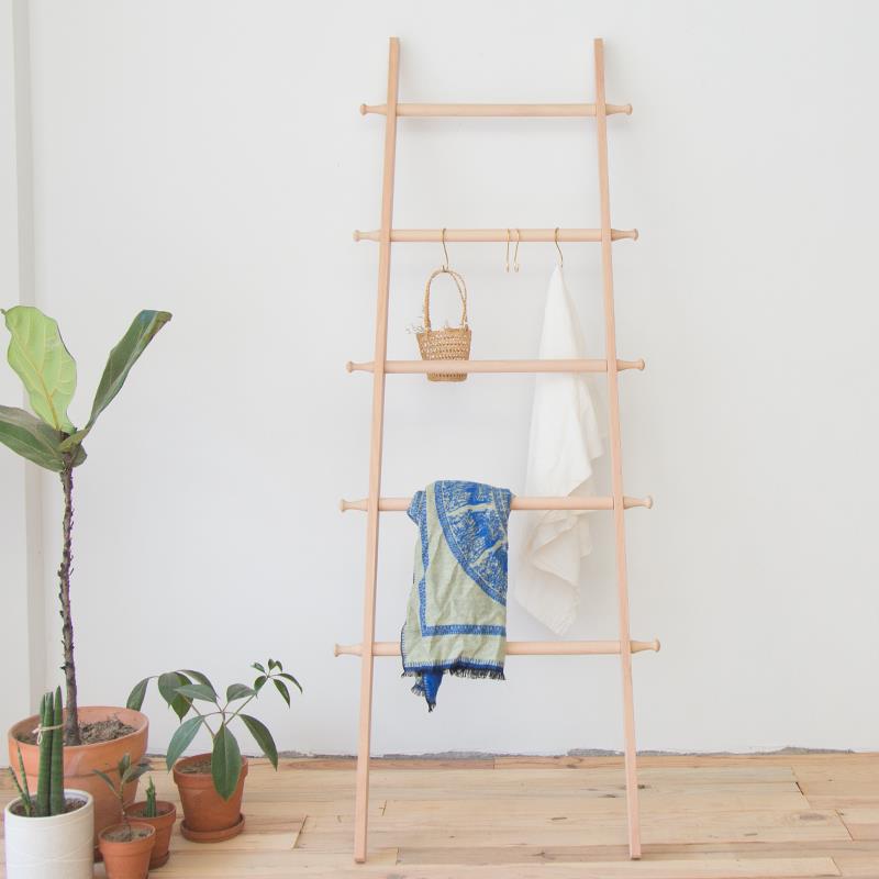 立式挂衣架落地卧室实木梯子衣帽架小户型梯形置物架房间靠墙架子