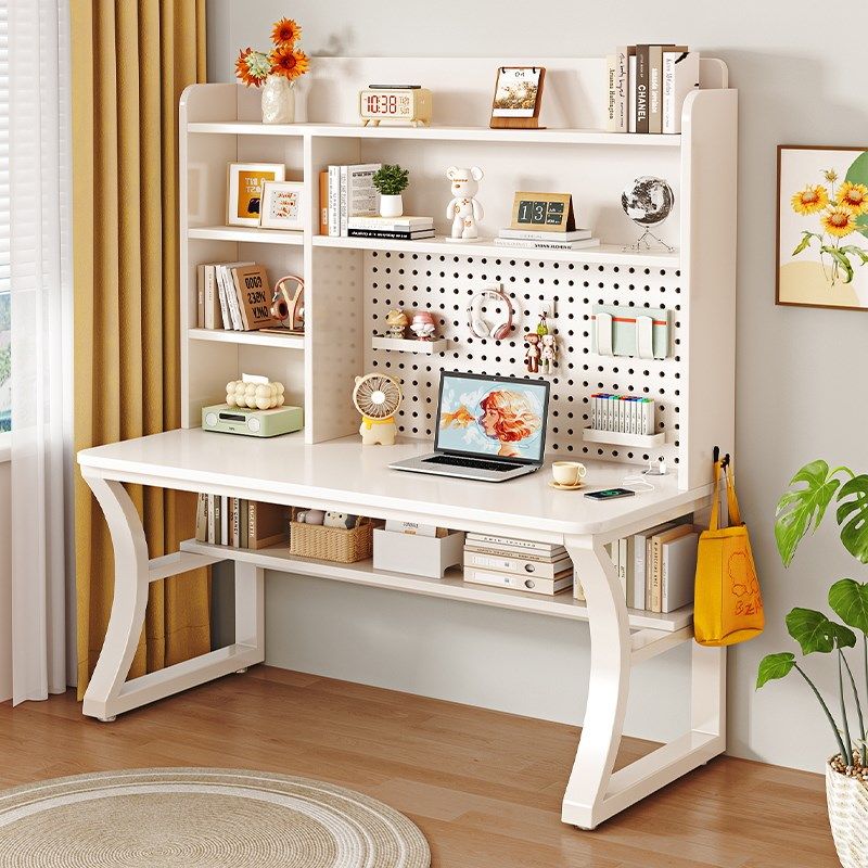 精选台式电脑桌家用初中生学习写字台洞洞板书桌书柜一体桌实木办,住宅家具,电脑桌,淘宝优惠券,粉丝福利购,淘宝优惠卷