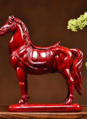 红花梨马到成功摆件家居客厅实木生肖马办公书房装饰乔迁开业礼品