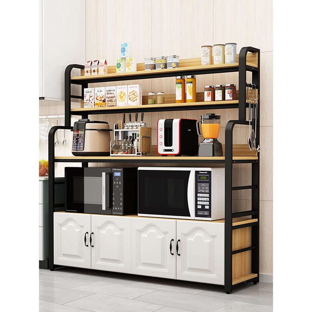 厨房置物架落地式多层收纳柜蔬菜台面家用微波炉烤箱碗碟调料架子