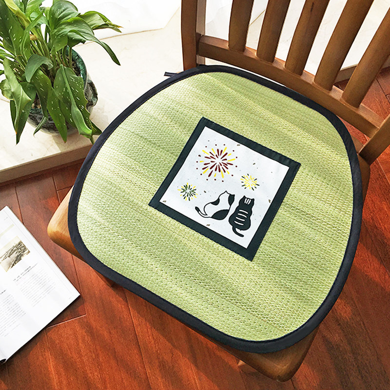 日式凉席坐垫女夏天然透气蔺草垫子家用餐椅子椅垫办公室座垫久坐