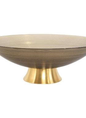 创意现代水果盘玻璃摆件茶几客厅样板间金属托盘桌面糖果盆摆设