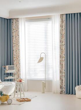 2024年新款可爱儿童房窗帘男孩女孩卧室遮光布棉麻小笨熊高端定制