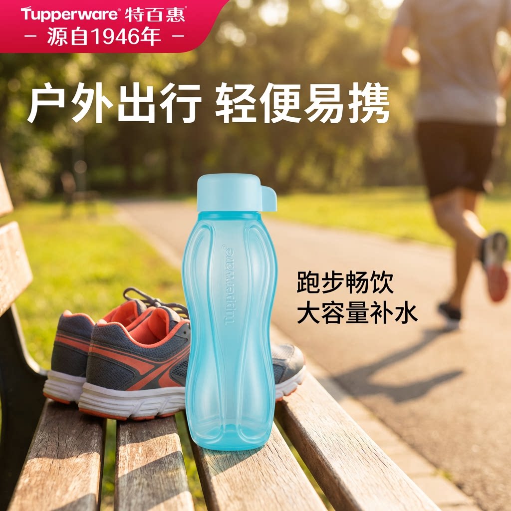 特百惠正品依可瓶310ml便携水杯食品级材质单层水壶防漏跑步杯子