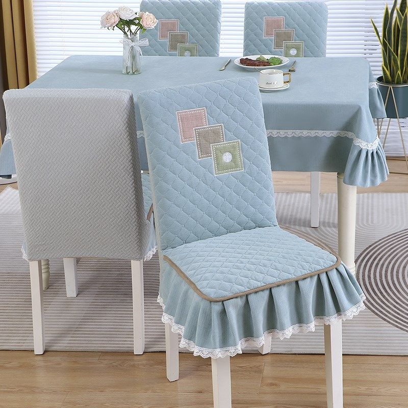 精选四季通用椅子套罩坐垫靠背一体加厚防滑餐桌凳子套连体中式座