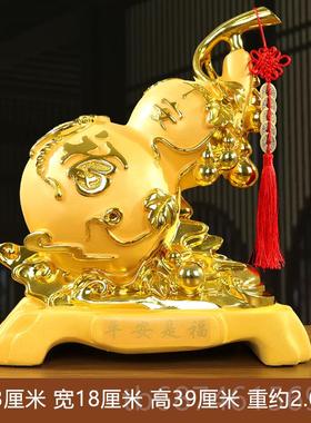 新款金福字葫客芦摆件莲花底座厅酒柜玄关色业装饰品办公室店铺开