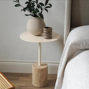 茶几边几侘寂风黄洞石现代简约北欧风格奶茶店咖啡厅小圆桌角几