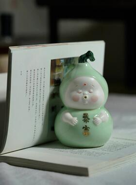 陶瓷葫芦暴富可爱摆件福禄文创发财招财工艺品装饰品办公桌家居