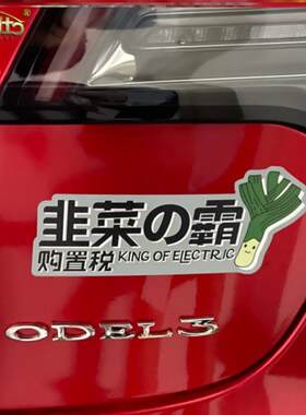 国产韭菜车贴适用于特斯拉理想进口购置税搞笑个性划痕车贴纸