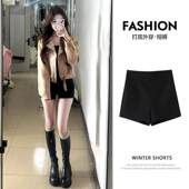 女2025新款 高腰热裤 秋冬西装 外穿薄款 小个子a字显瘦热裤 黑色短裤