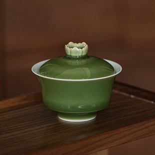 稀雀 素和非遗传人钱磊出品 烟绿弄梅盖碗