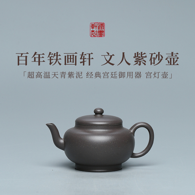 稀雀百年品牌铁画轩出品超高温天青紫宫灯紫砂壶180cc