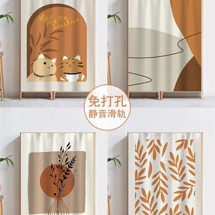 定制布艺隔断窗?具车帘衣柜帘遮挡帘免打孔轨道洗衣机遮丑防尘帘
