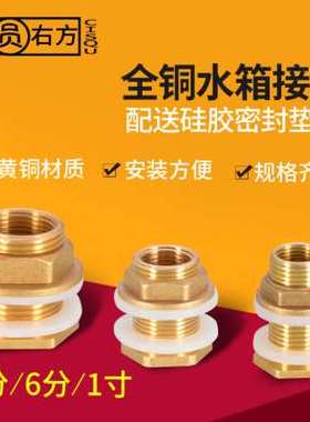 不锈钢水箱接头铜配件4分外丝转3分内丝1寸变6分内外牙水塔桶鱼缸