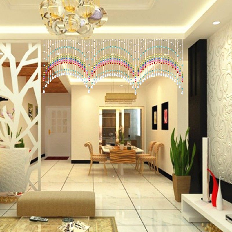 水晶玻璃珠帘客厅装饰玄关隔断帘客厅餐厅欧式卧室阳台家用免打孔