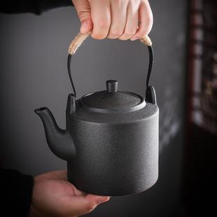 家用单壶 大容量黑陶泡茶壶热水壶带过滤网餐厅水壶陶瓷凉水壶中式