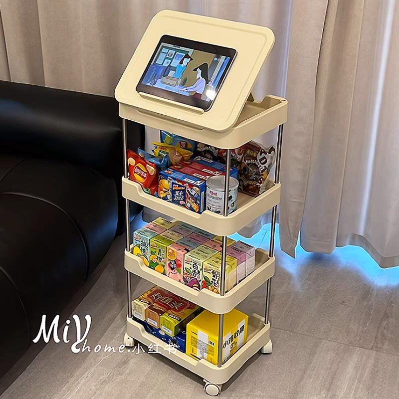 零食小推车多功能落地置物架带轮可移动多层收纳架家用夹缝储物架