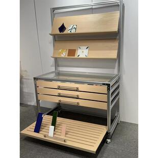 铝型材桦木柜子多层置物架海洋板斗柜石材样品货架店铺陈列展示架