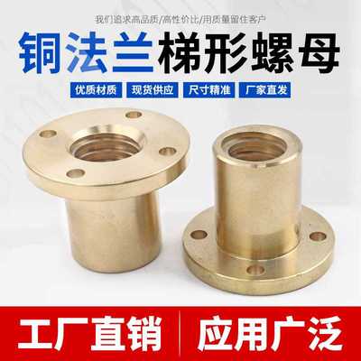KI9ST型梯形丝杆丝杠T25 正牙 右旋铜法兰带孔铜螺母 TR25*5 螺距