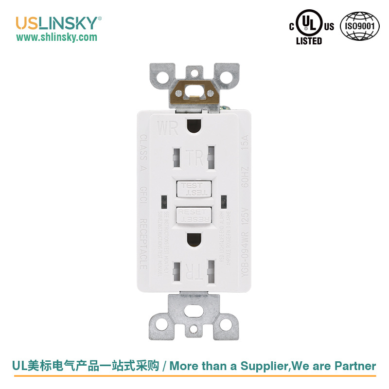 美式UL&CULGFCI漏电保护插座带安全漏电接地保护插座墙壁插座