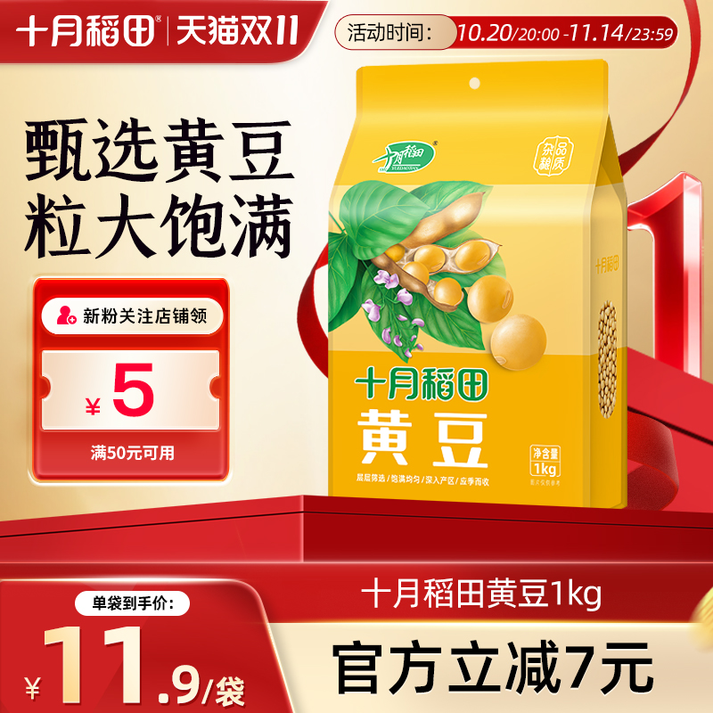 十月稻田东北黄豆大豆可生豆芽打豆浆粗粮黄豆真空包装