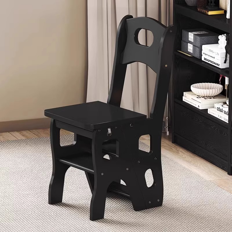 实木梯椅家用折叠伸缩两用梯凳室内梯子椅子登高人字梯楼梯多功能